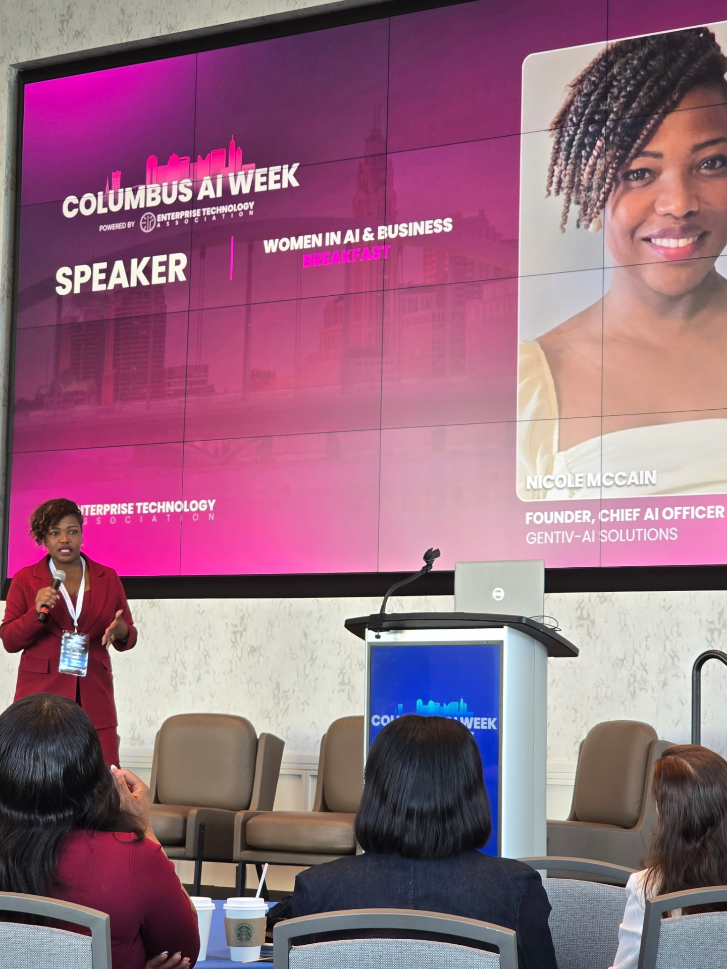 Nicole McCain speaking at Columbus AI Week