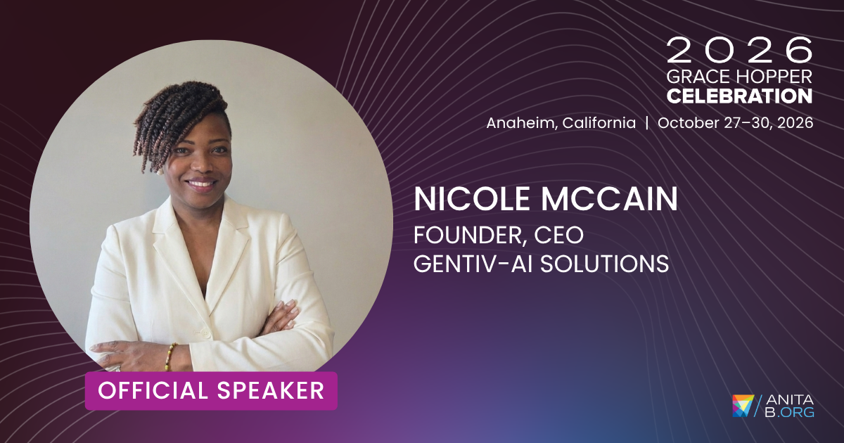 Nicole McCain, official speaker at the 2026 Grace Hopper Celebration in Anaheim, California